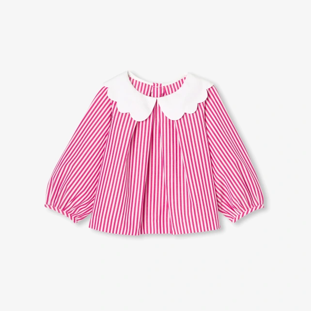 Blouse bébé fille en popeline rayée