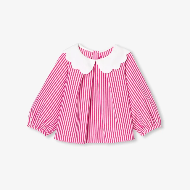 Blouse bébé fille en popeline rayée