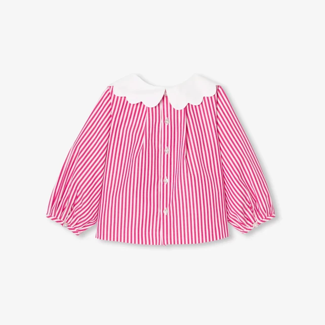 Blouse bébé fille en popeline rayée