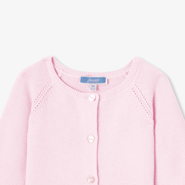 Cardigan bébé fille en coton point mousse