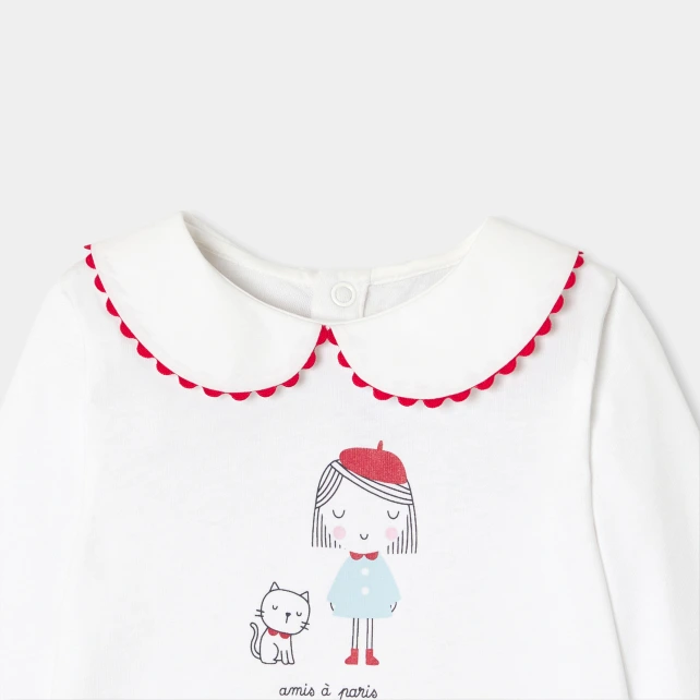 T-shirt bébé fille en coton à manches longues