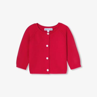 Cardigan bébé fille en coton point mousse
