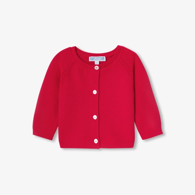 Cardigan bébé fille en coton point mousse