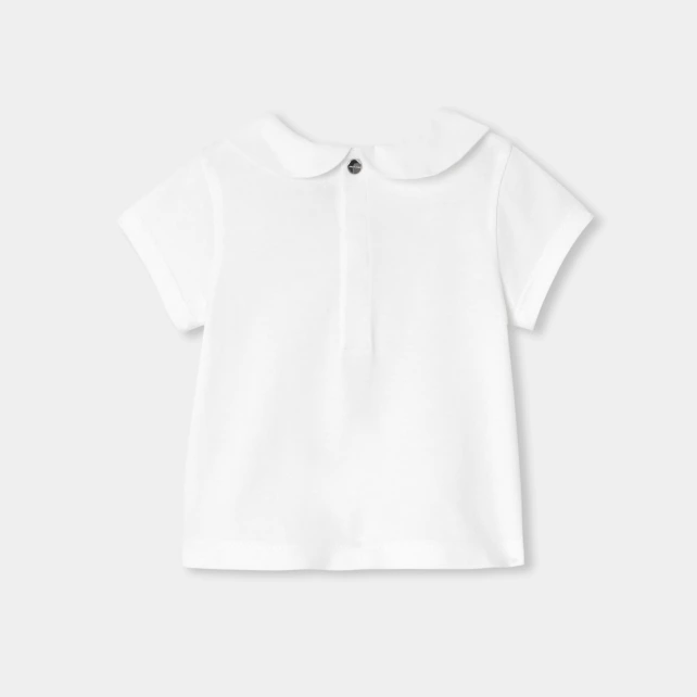 T-shirt bébé fille en coton col Claudine