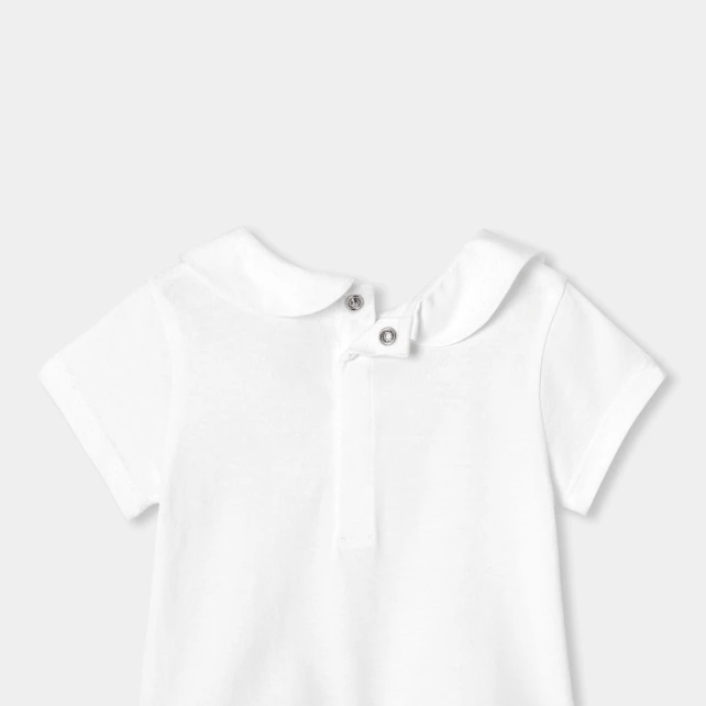 T-shirt bébé fille en coton col Claudine