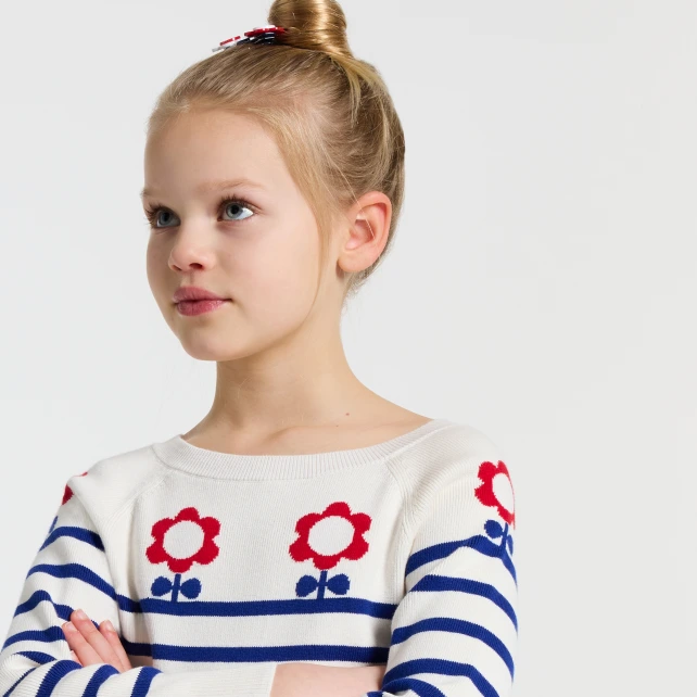Pull marinière enfant fille en tricot jersey