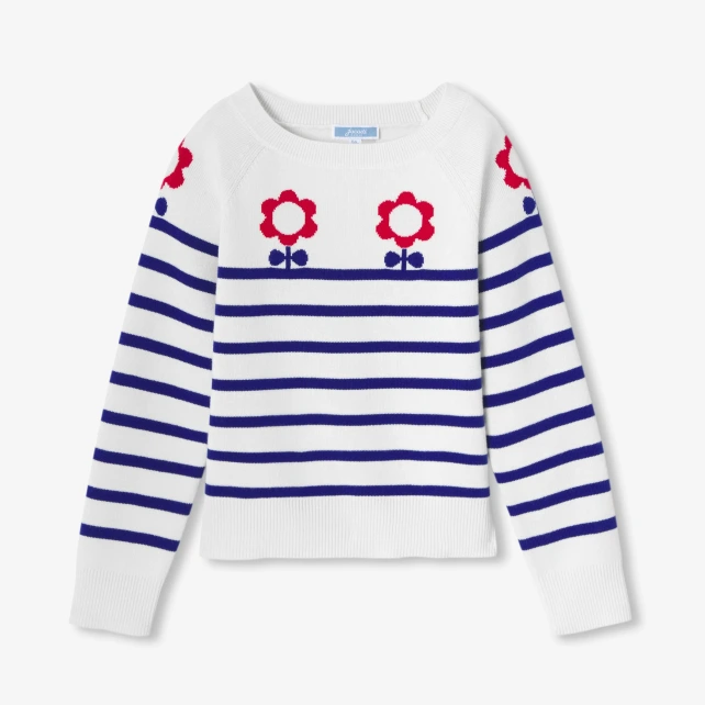 Pull marinière enfant fille en tricot jersey