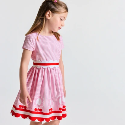 Robe enfant fille en popeline rayée