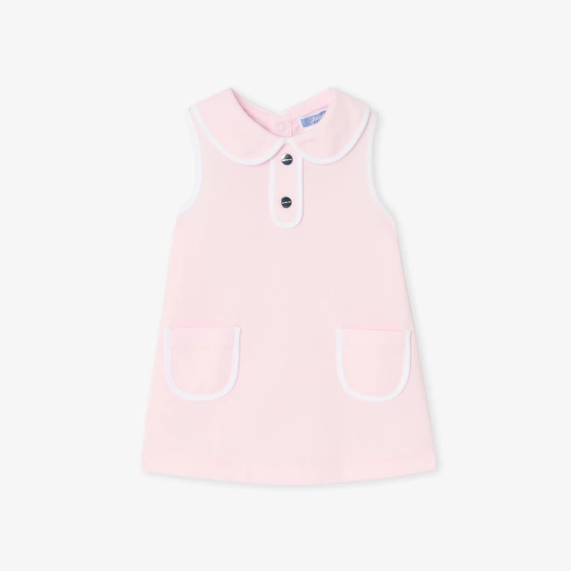 Robe sans manches bébé fille en piqué de coton