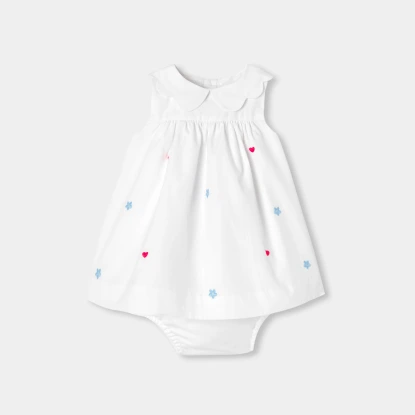 Robe bébé fille en popeline brodée
