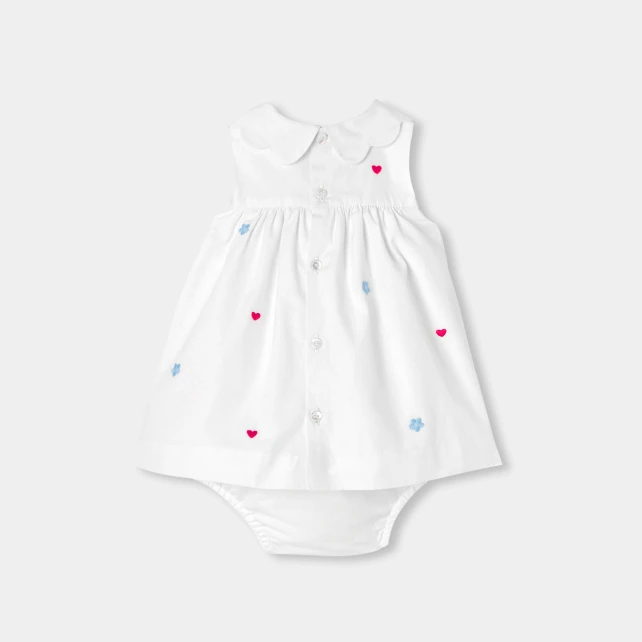 Robe bébé fille en popeline brodée