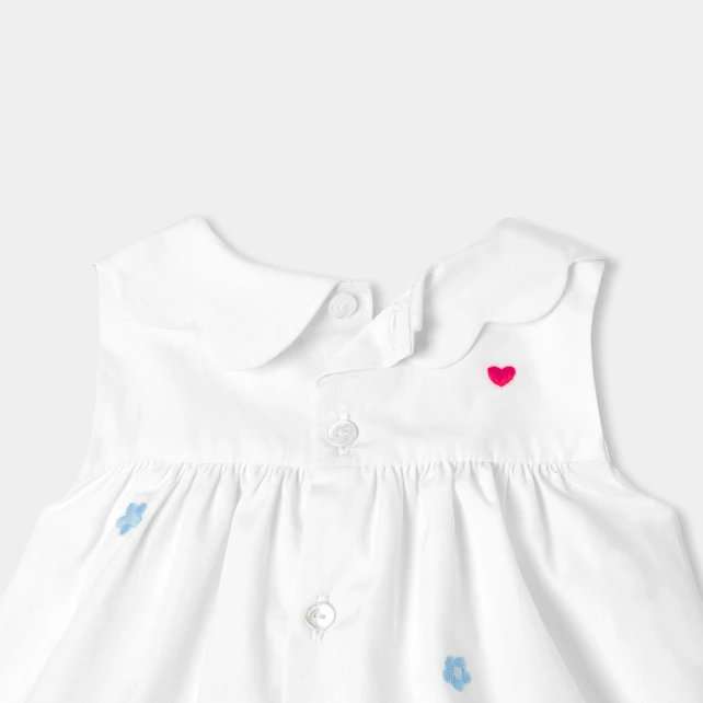 Robe bébé fille en popeline brodée