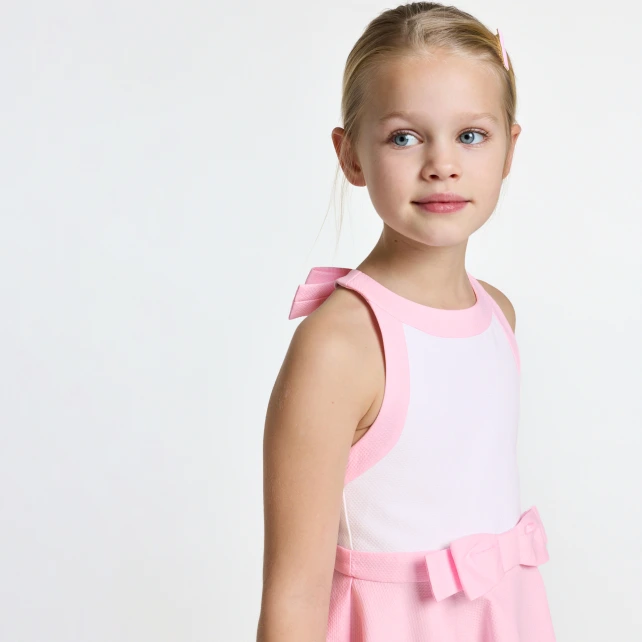 Robe de cérémonie enfant fille en coton alvéolé