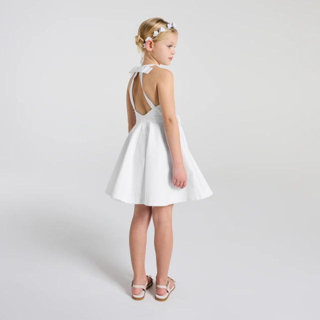 Robe de cérémonie enfant fille en coton alvéolé