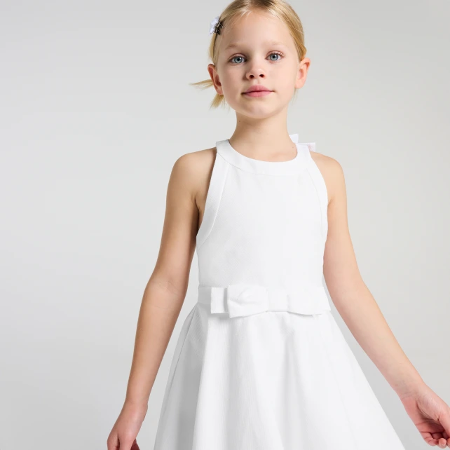 Robe de cérémonie enfant fille en coton alvéolé