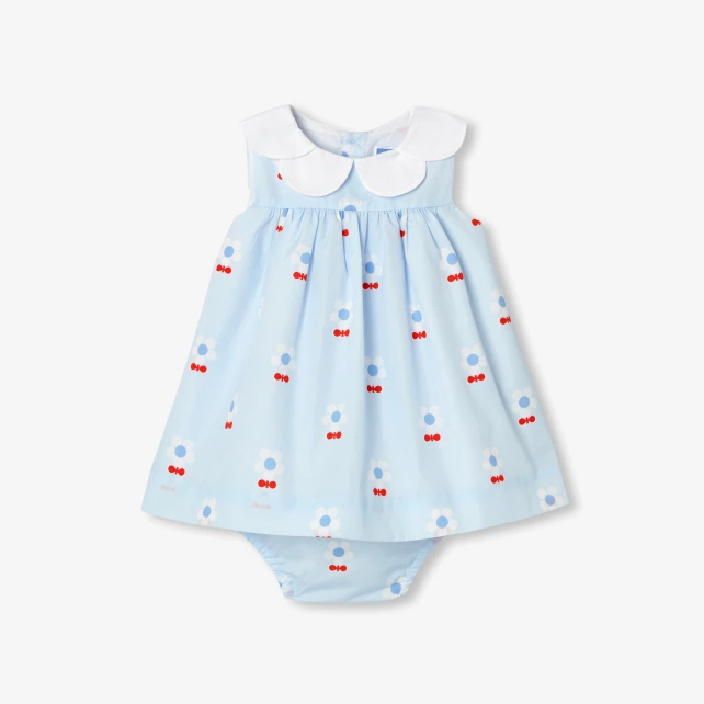 Robe bébé fille en popeline motif fleur