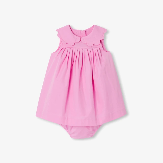 Robe de cérémonie bébé fille en popeline de coton
