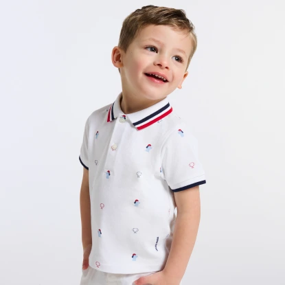 Polo bébé garçon en piqué de coton imprimé