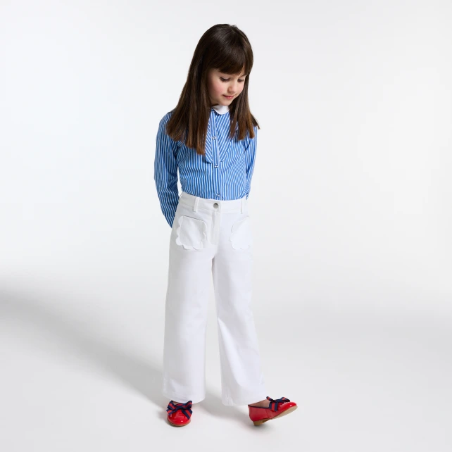 Pantalon enfant fille coupe large en twill
