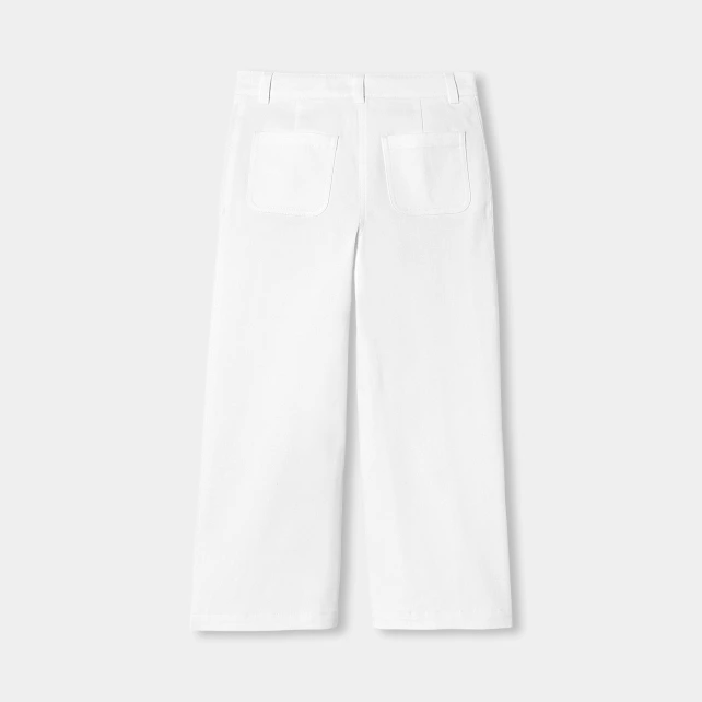 Pantalon enfant fille coupe large en twill