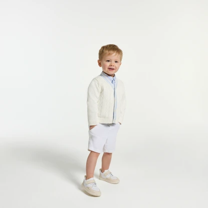 Cardigan bébé garçon en coton torsadé