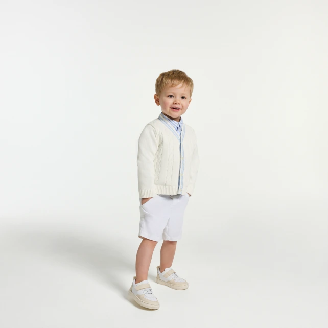 Cardigan bébé garçon en coton torsadé