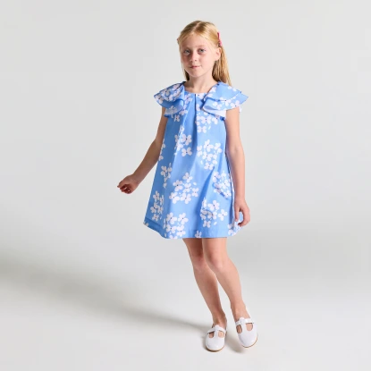 Robe enfant fille en popeline à imprimé floral