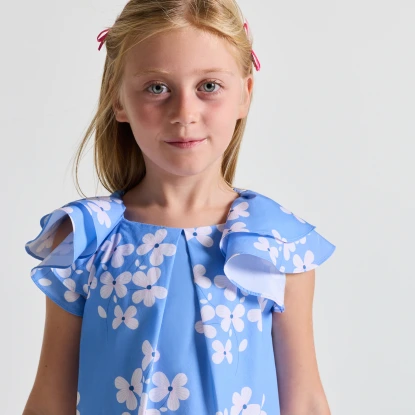 Robe enfant fille en popeline à imprimé floral