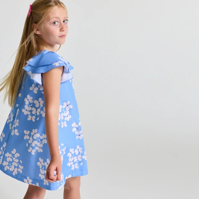 Robe enfant fille en popeline à imprimé floral