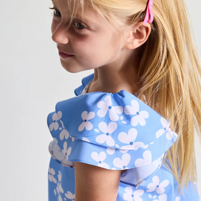Robe enfant fille en popeline à imprimé floral