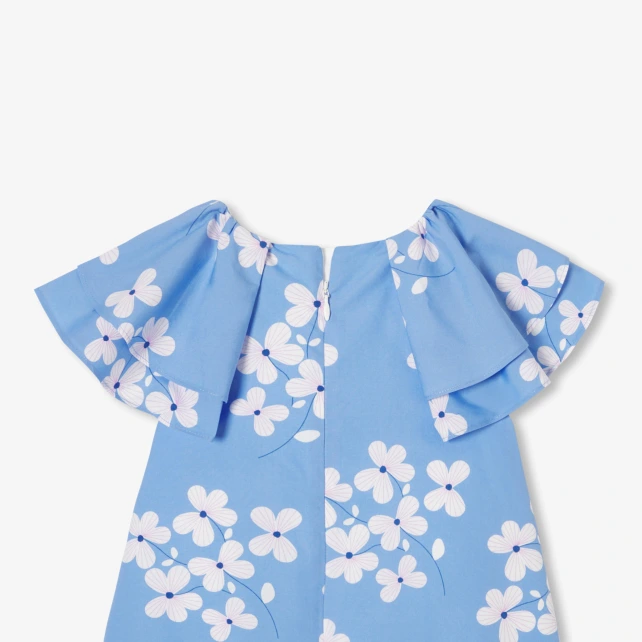 Robe enfant fille en popeline à imprimé floral