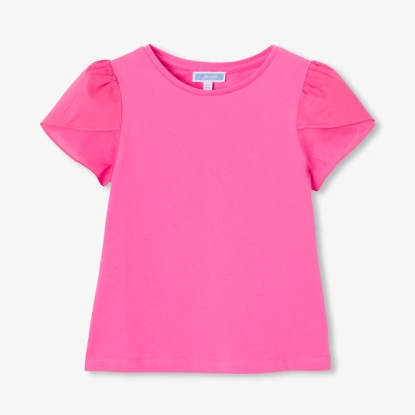 T-shirt enfant fille en coton manches courtes tulipe