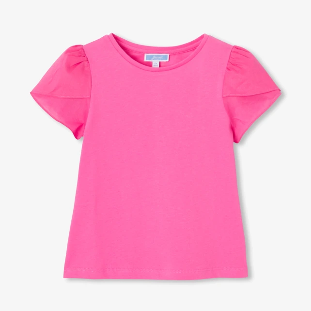T-shirt enfant fille en coton manches courtes tulipe