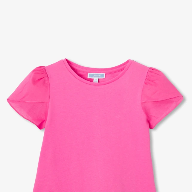 T-shirt enfant fille en coton manches courtes tulipe