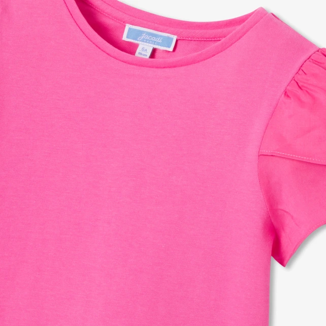 T-shirt enfant fille en coton manches courtes tulipe