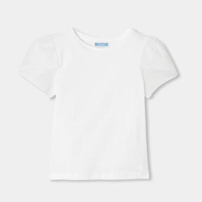 T-shirt enfant fille en coton manches courtes tulipe