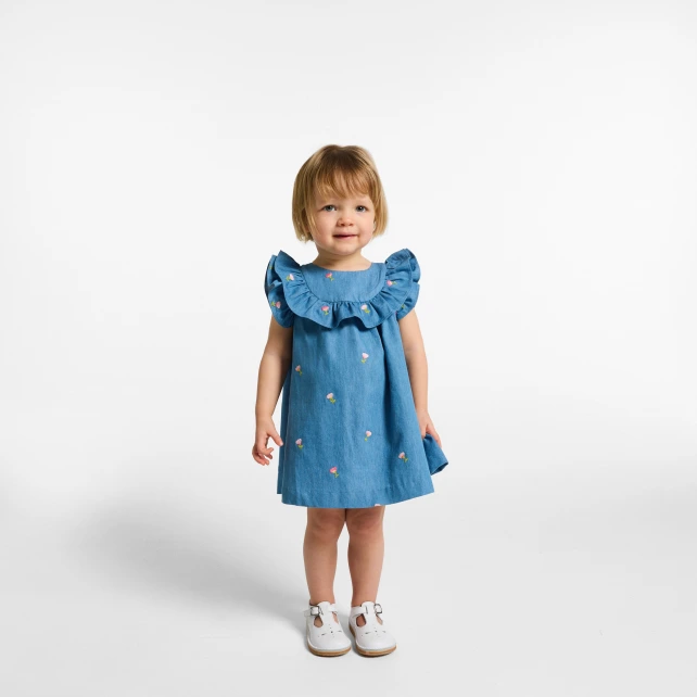 Robe bébé fille en chambray