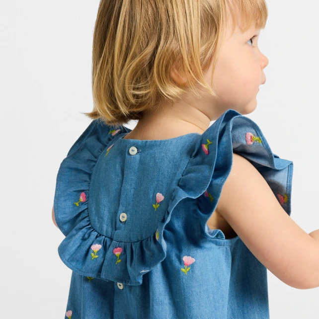 Robe bébé fille en chambray