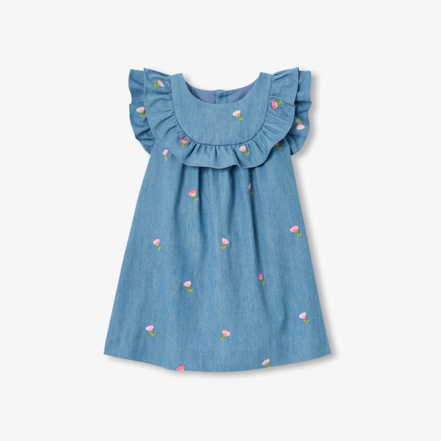 Robe bébé fille en chambray