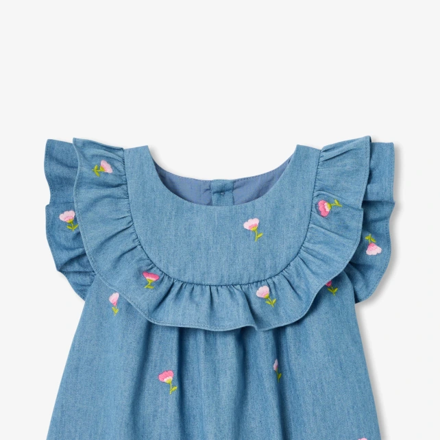Robe bébé fille en chambray