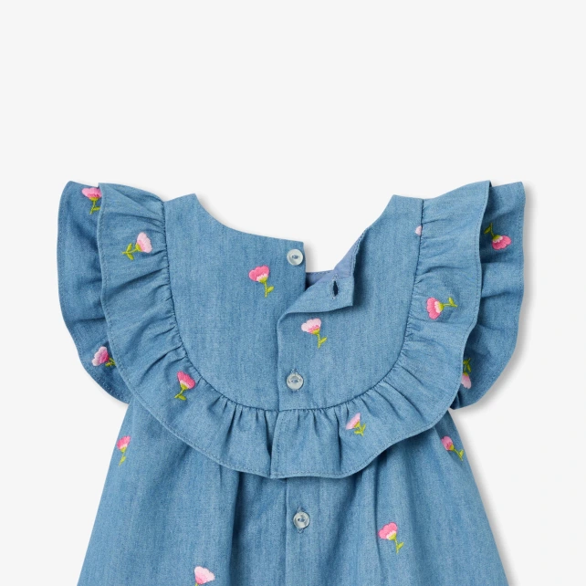 Robe bébé fille en chambray